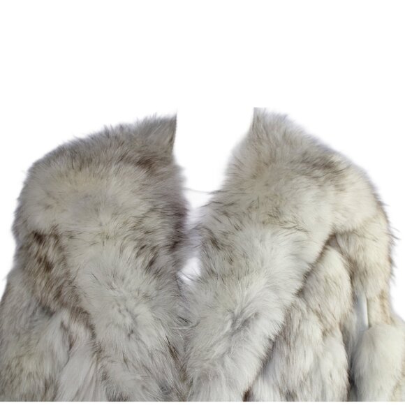 Natural Blue Stripped Fox Jacket with Leather Accent Panels, Size SM/Med - Picture 7 of 10